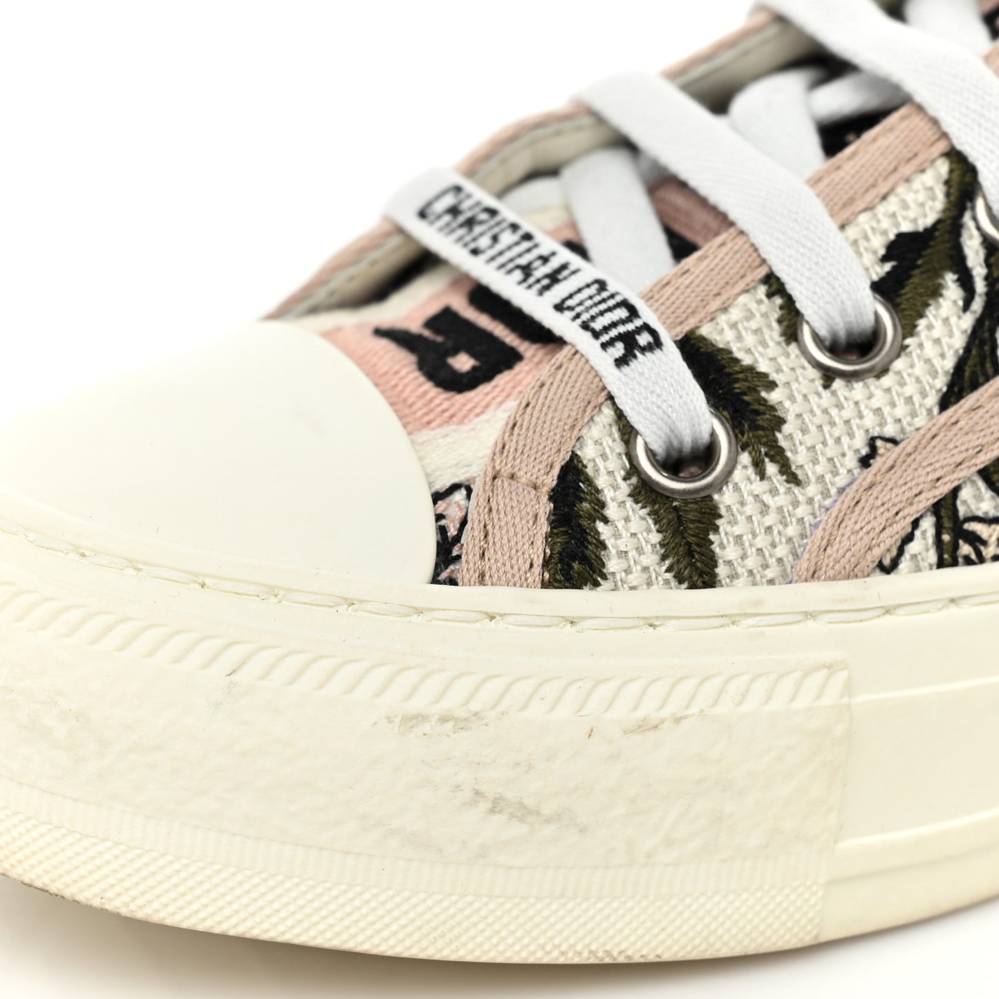 Canvas Rosa Mutabilis Embroidered Womens Walk'N'Dior Low Top Sneakers 36.5 Multicolor