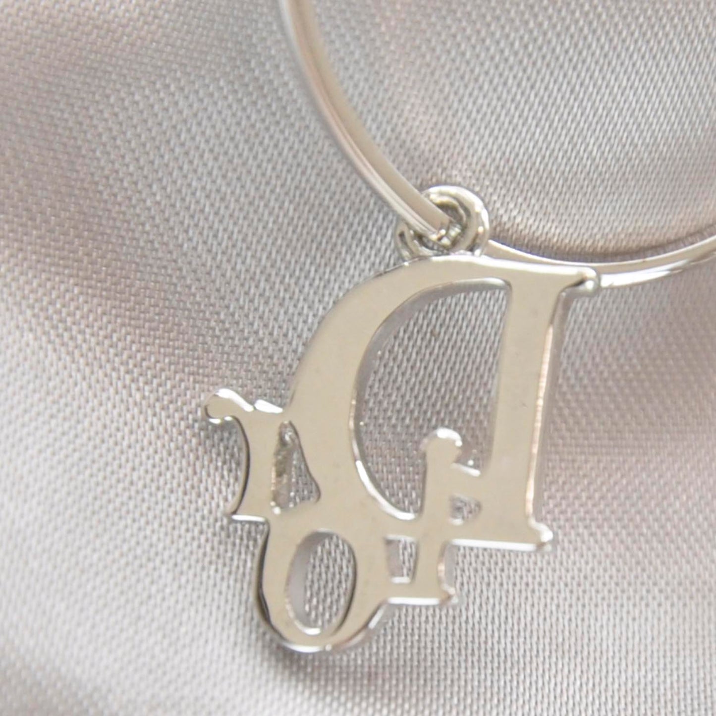 Crystal Logo Hoop Earrings Silver