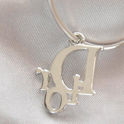 Christian Dior Crystal Logo Hoop Earrings Silver 3 of 4