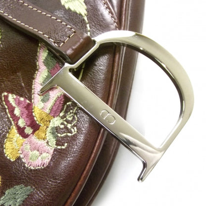 Christian Dior Calfskin Floral Embroidered Saddle Bag Brown 10 of 10