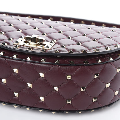 Valentino Garavani Nappa Medium Rockstud Spike Halfmoon Saddle Bag Rubin 8 of 10
