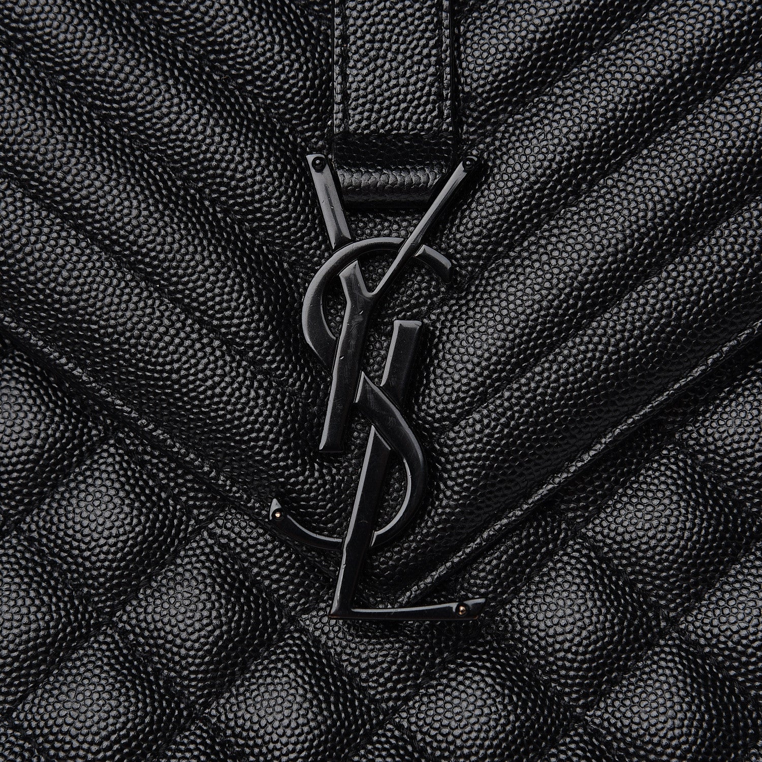 Saint Laurent Grain De Poudre Textured Mixed Matelasse Large Triquilt Monogram Monochrome Satchel Black 10 of 13