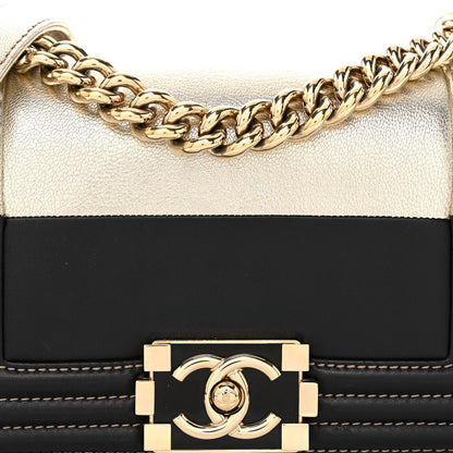 Chanel Metallic Goatskin Calfskin Small Boy Flap Gold Black 8 of 10
