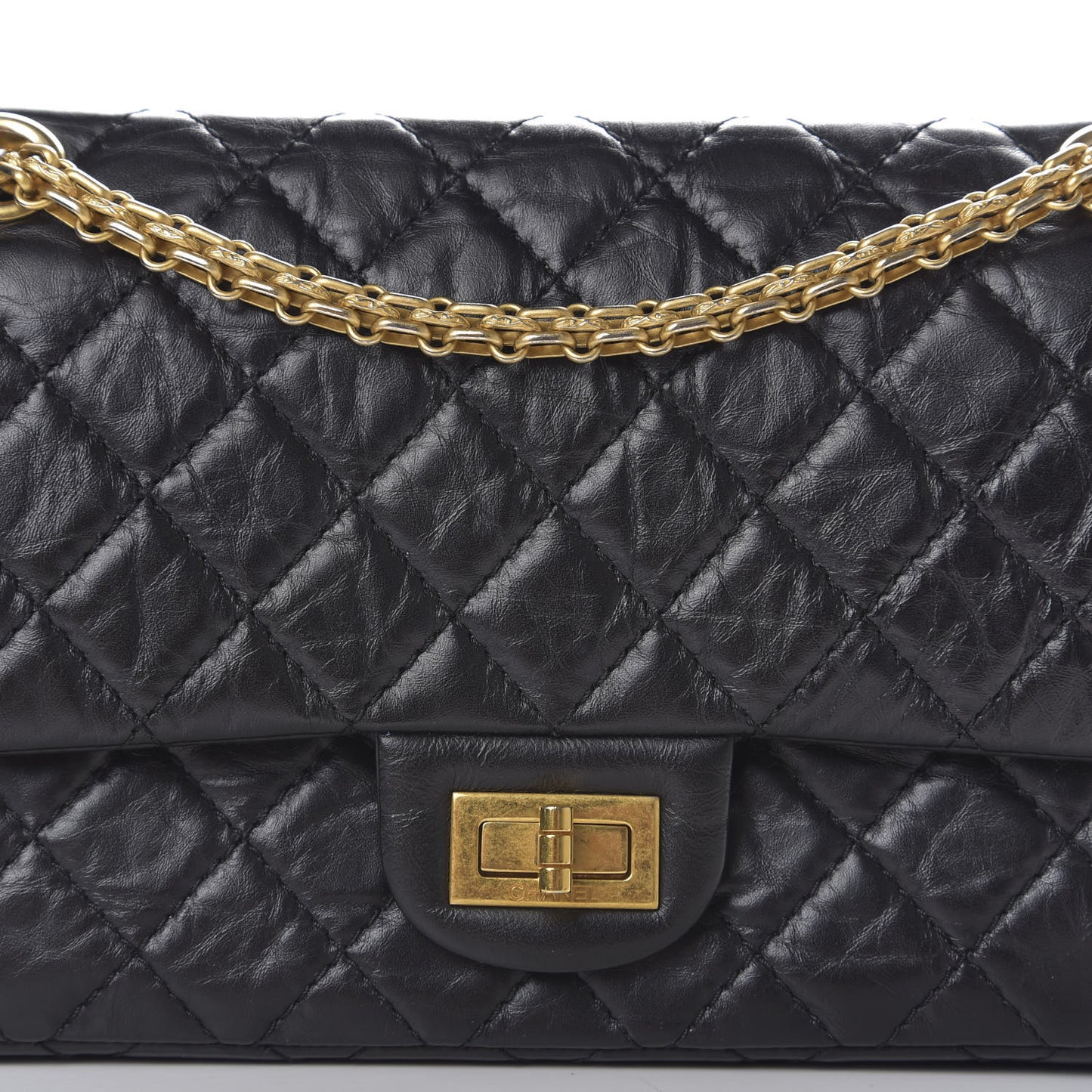 Aged Calfskin Quilted 2.55 Reissue 225 Flap Black