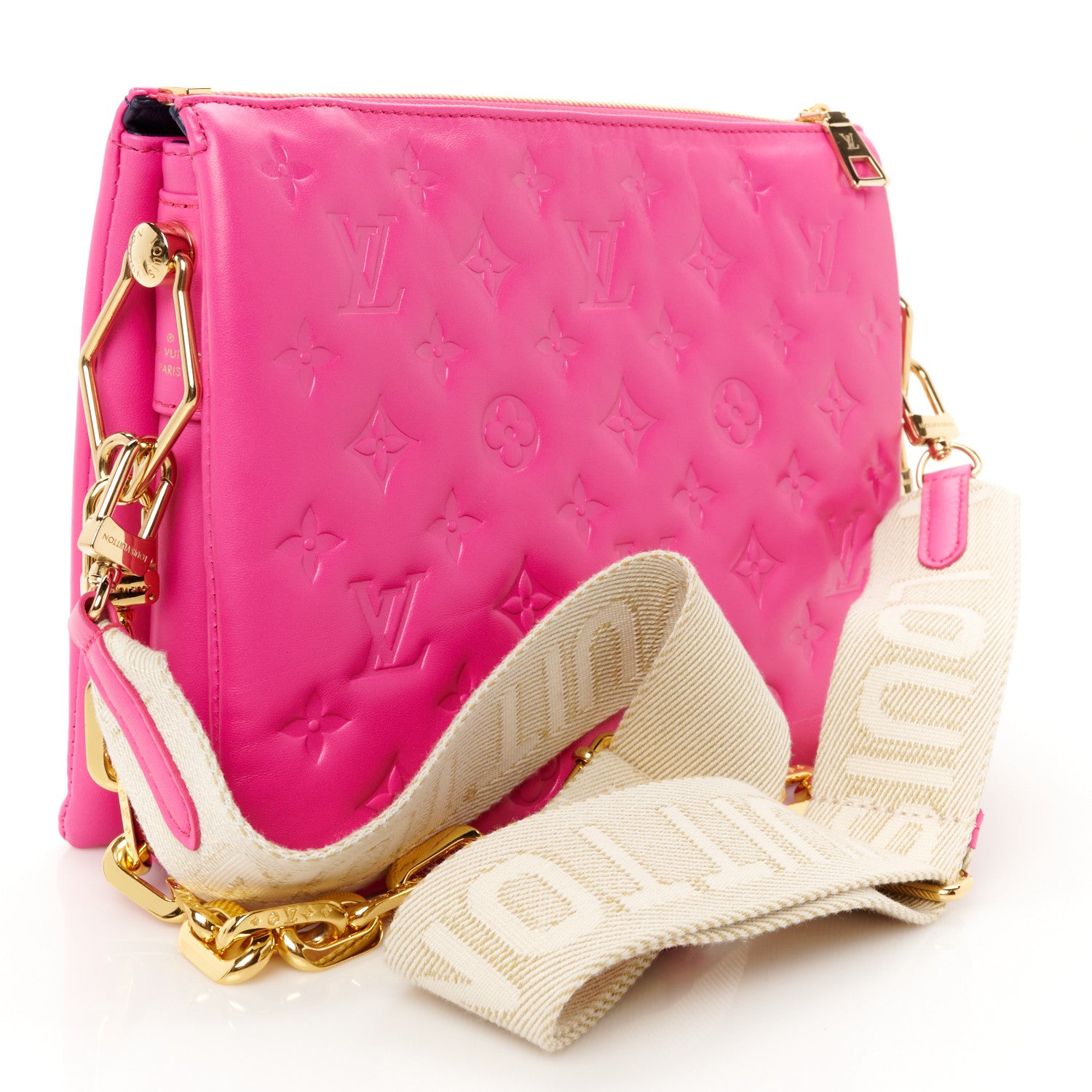 Louis Vuitton Lambskin Embossed Monogram Coussin PM Rose Miami 3 of 12