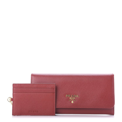 Prada Saffiano Metal Continental Flap Wallet Fuoco 1 of 11