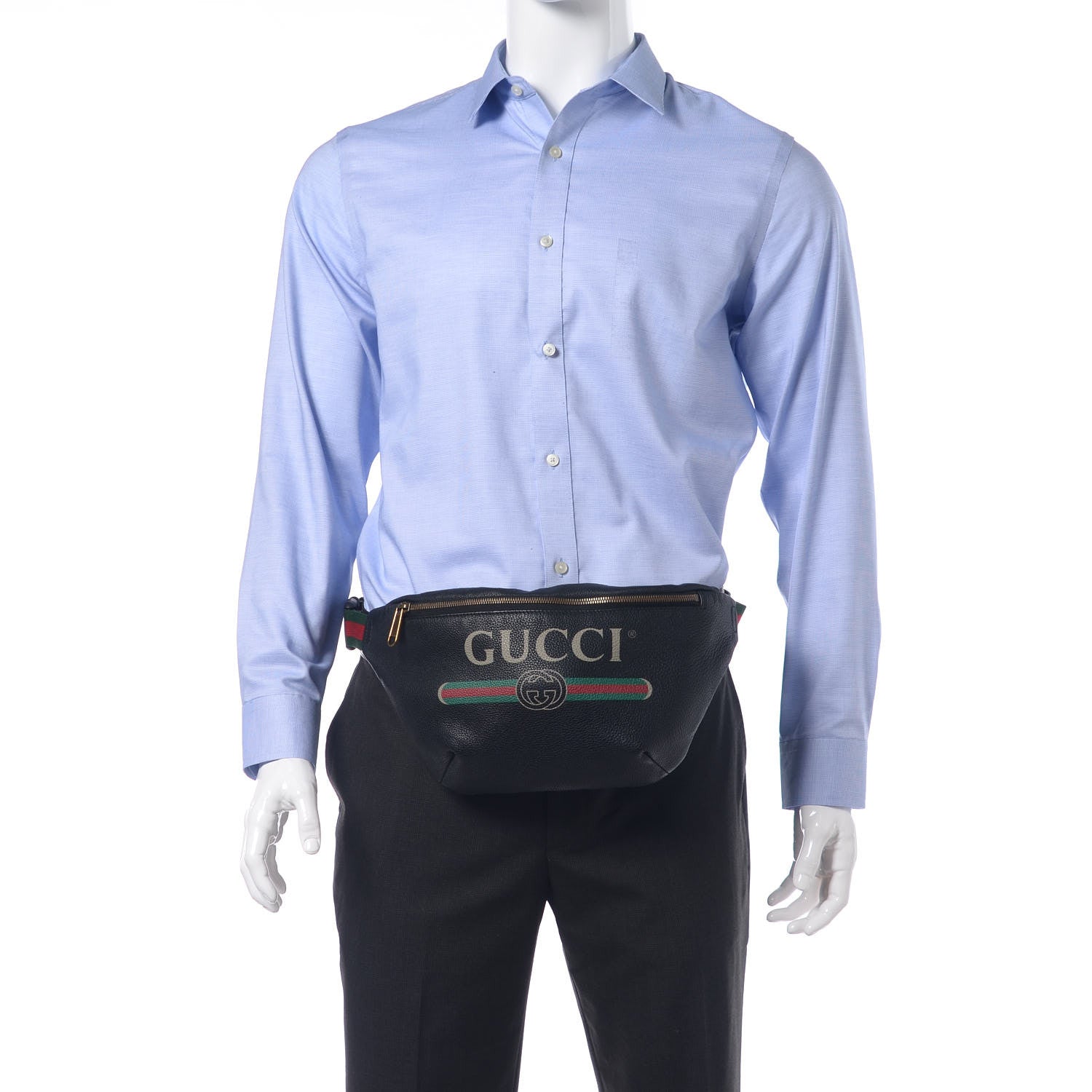 Gucci Grained Calfskin Logo Belt Bag Black 2 of 11