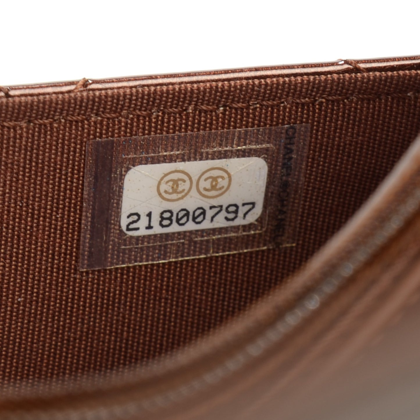 Patent Calfskin Quilted Boy Wallet On Chain WOC Brown
