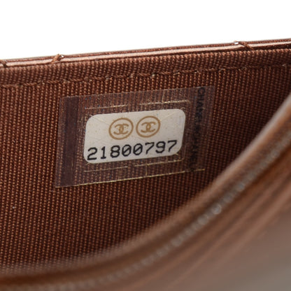 Chanel Patent Calfskin Quilted Boy Wallet On Chain WOC Brown 9 of 9