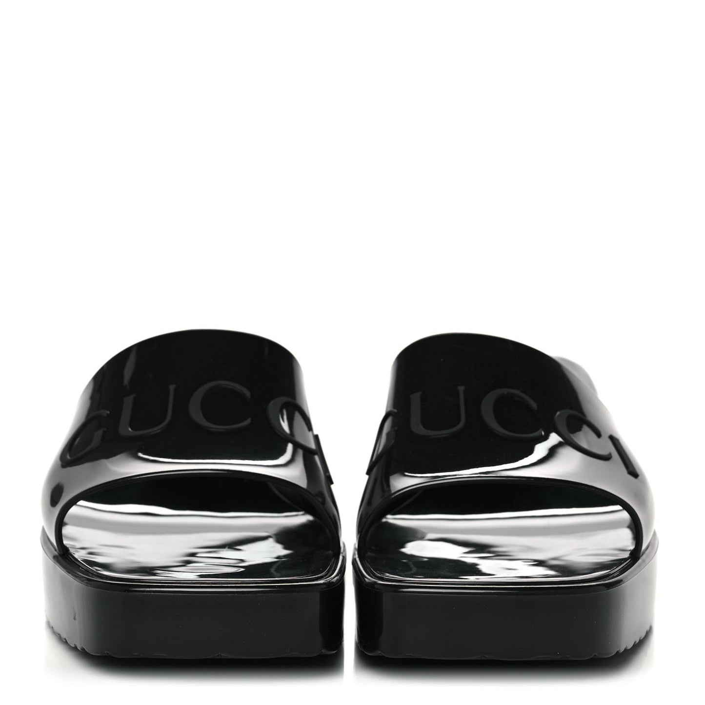 Rubber Gucci Logo Womens Platform 20/60mm Slide Sandals 37 Black