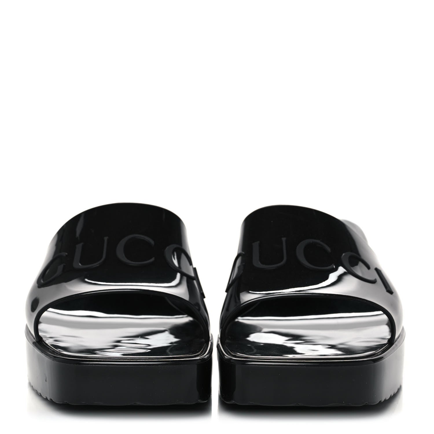 Gucci Rubber Gucci Logo Womens Platform 20/60mm Slide Sandals 37 Black 2 of 10