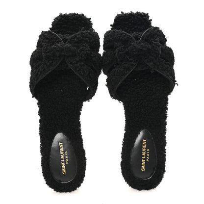 Saint Laurent Shearling Tribute Flat Mules 38 Black 2 of 10