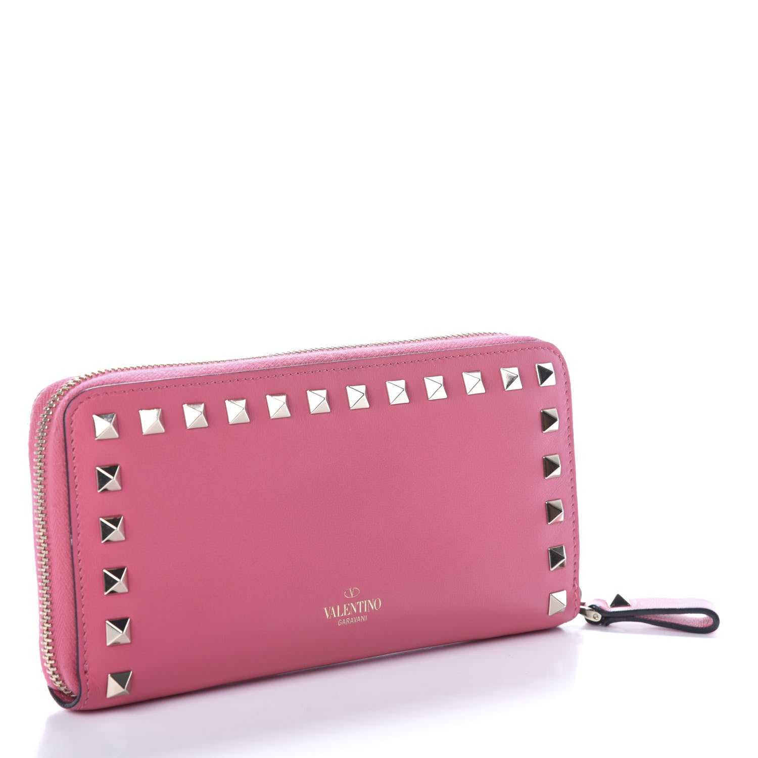 Valentino Garavani Calfskin Rockstud Zip Around Wallet Shadow Pink 3 of 6