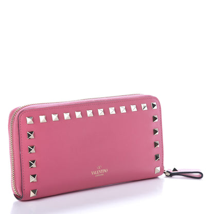 Valentino Garavani Calfskin Rockstud Zip Around Wallet Shadow Pink 3 of 6
