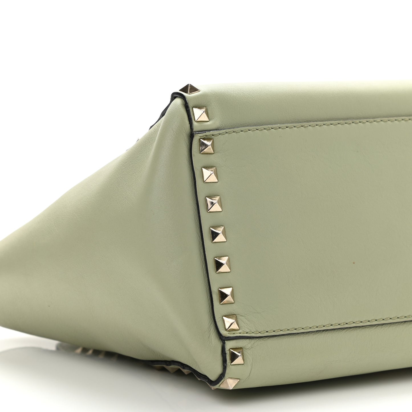 Vitello Small Rockstud Double Handle Tote Green Tea Sorbet