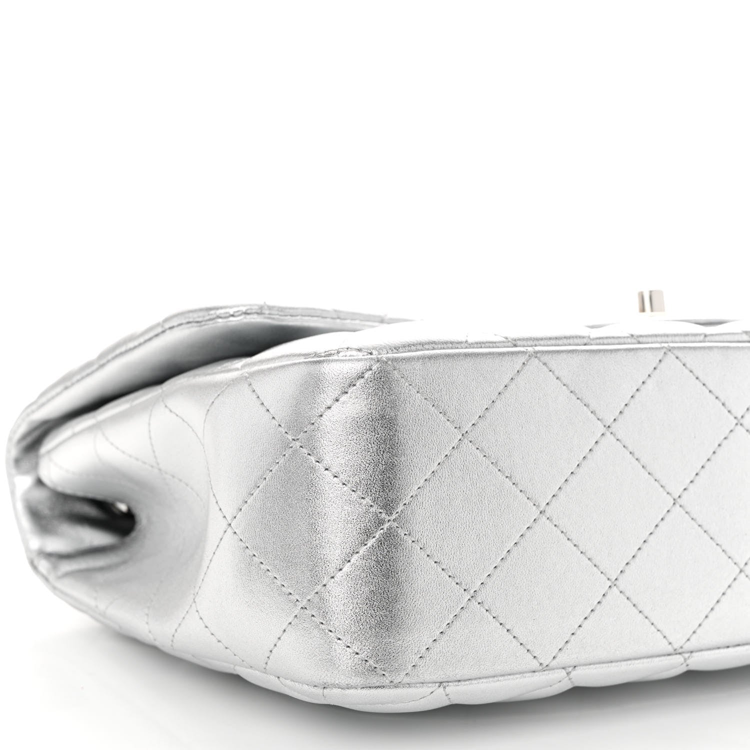 Chanel Metallic Lambskin Quilted Jumbo Single Flap Silver 9 of 11