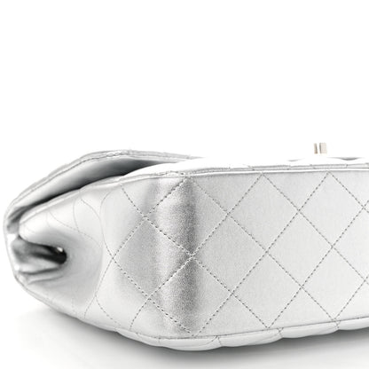 Chanel Metallic Lambskin Quilted Jumbo Single Flap Silver 9 of 11