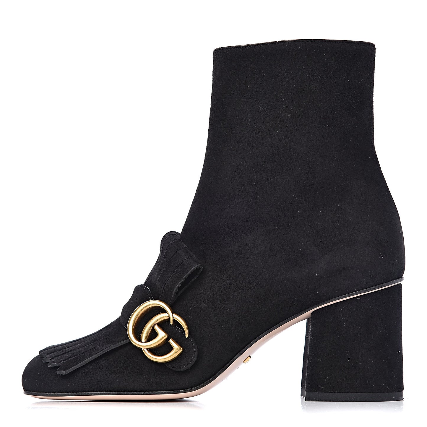 Kid Scamosciato GG Marmont Fringe 75mm Ankle Boots 37 Black