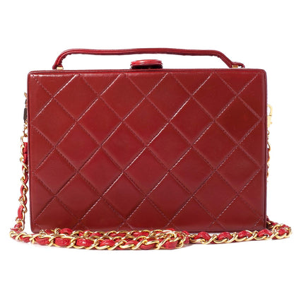Chanel Lambskin Quilted Box Bag Red 1 of 10