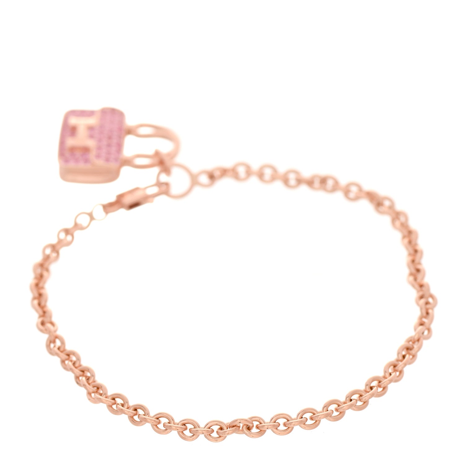 Hermes 18K Rose Gold Pink Sapphire Constance Amulettes Bracelet ST 3 of 6