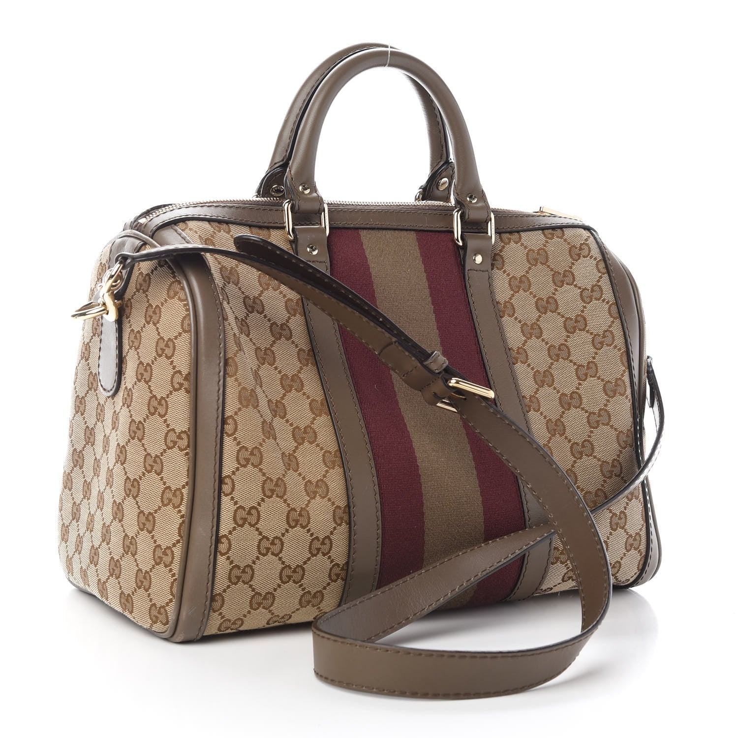 Gucci Monogram Vintage Web Medium Boston Maple Brown 2 of 10
