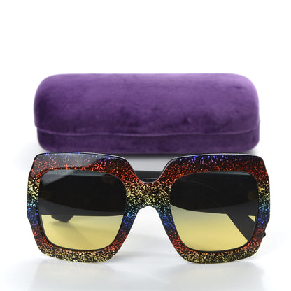 Gucci Square Frame GG0102S Sunglasses Glitter Gold Multi 8 of 8