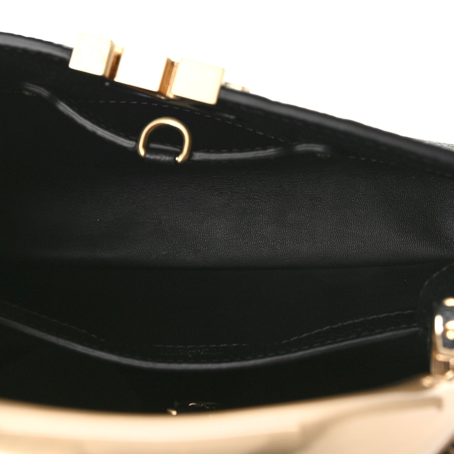 Taurillon Matte Brushed Metal Handle Capucines BB Black