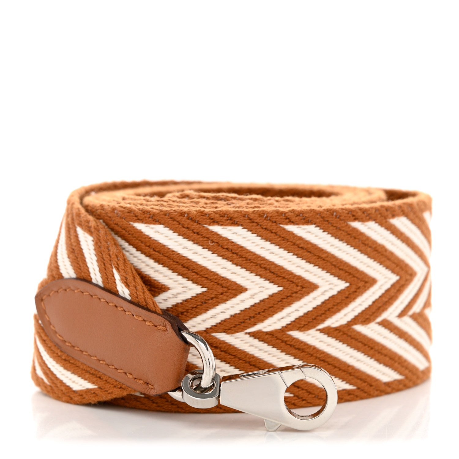 Hermes Toile Swift 50mm Sangle ZigZag Shoulder Strap Gold White 1 of 5