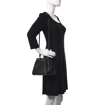 Fendi Nappa Lace Up Mini Peekaboo Iconic Satchel Black 2 of 11