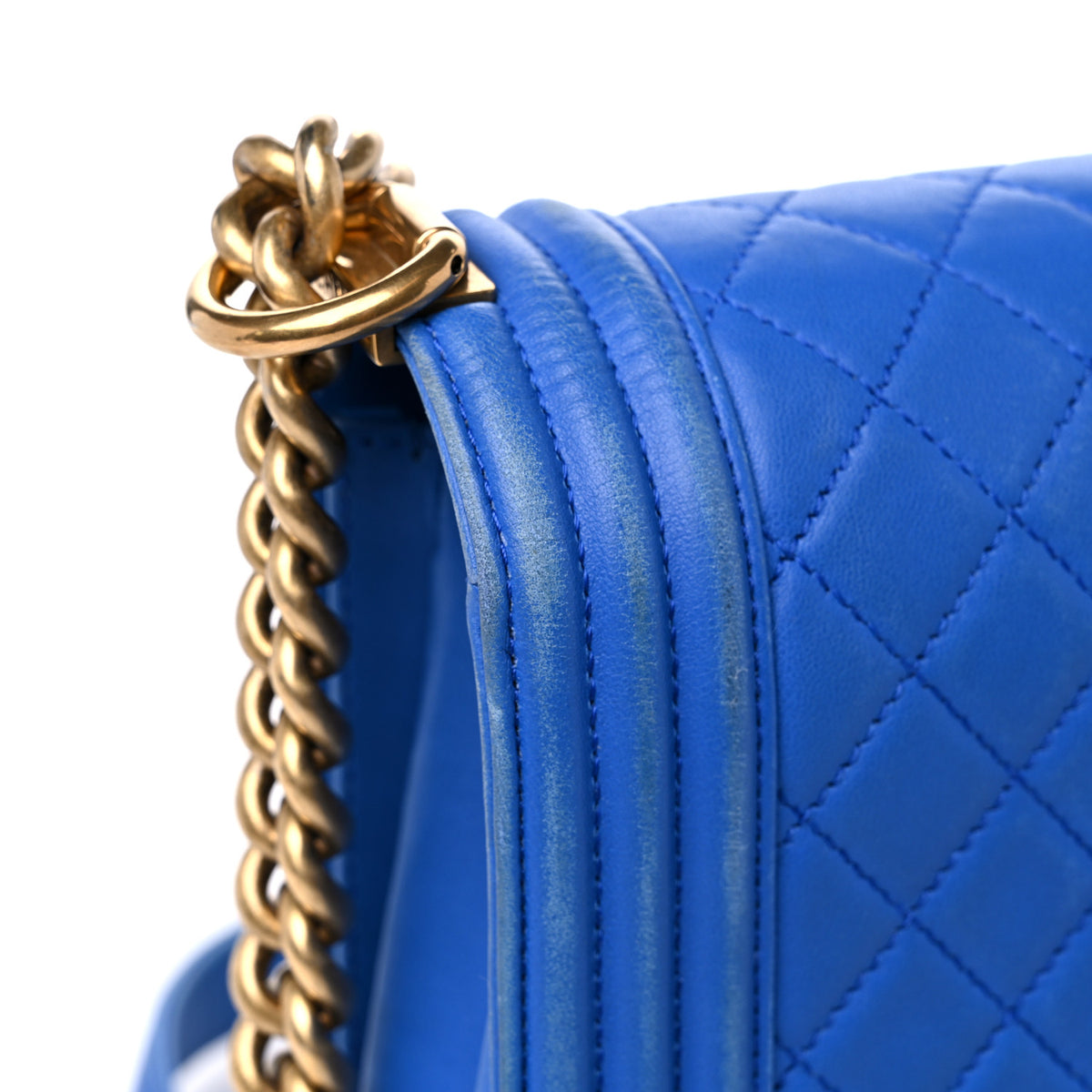 Chanel Lambskin Quilted New Medium Boy Flap Blue 16 of 18