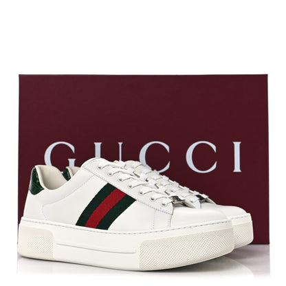 Gucci Ultralight Plume Calfskin Web Womens Ace Platform Sneakers 39 White 10 of 10