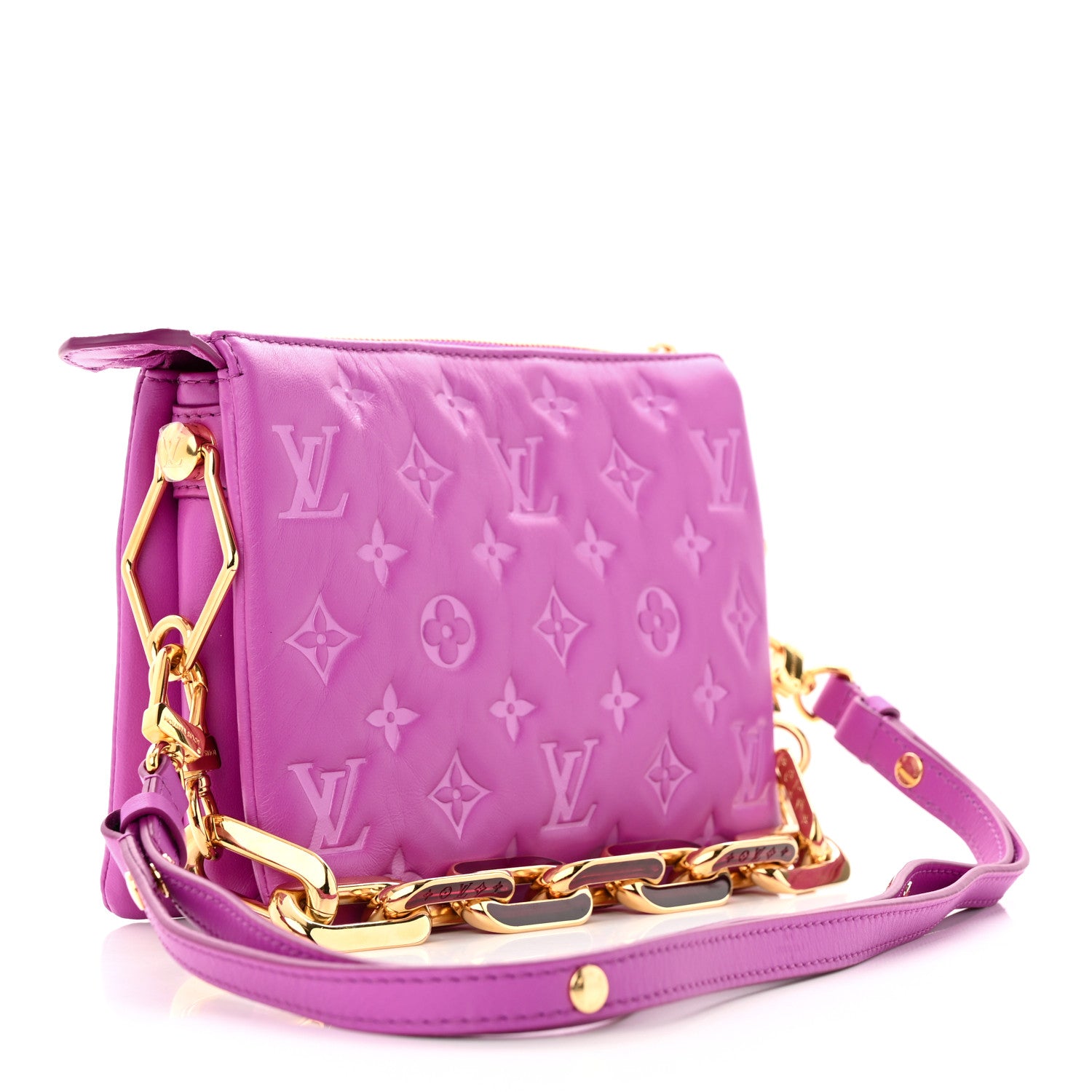 Louis Vuitton Lambskin Embossed Monogram Coussin BB Orchid 3 of 11