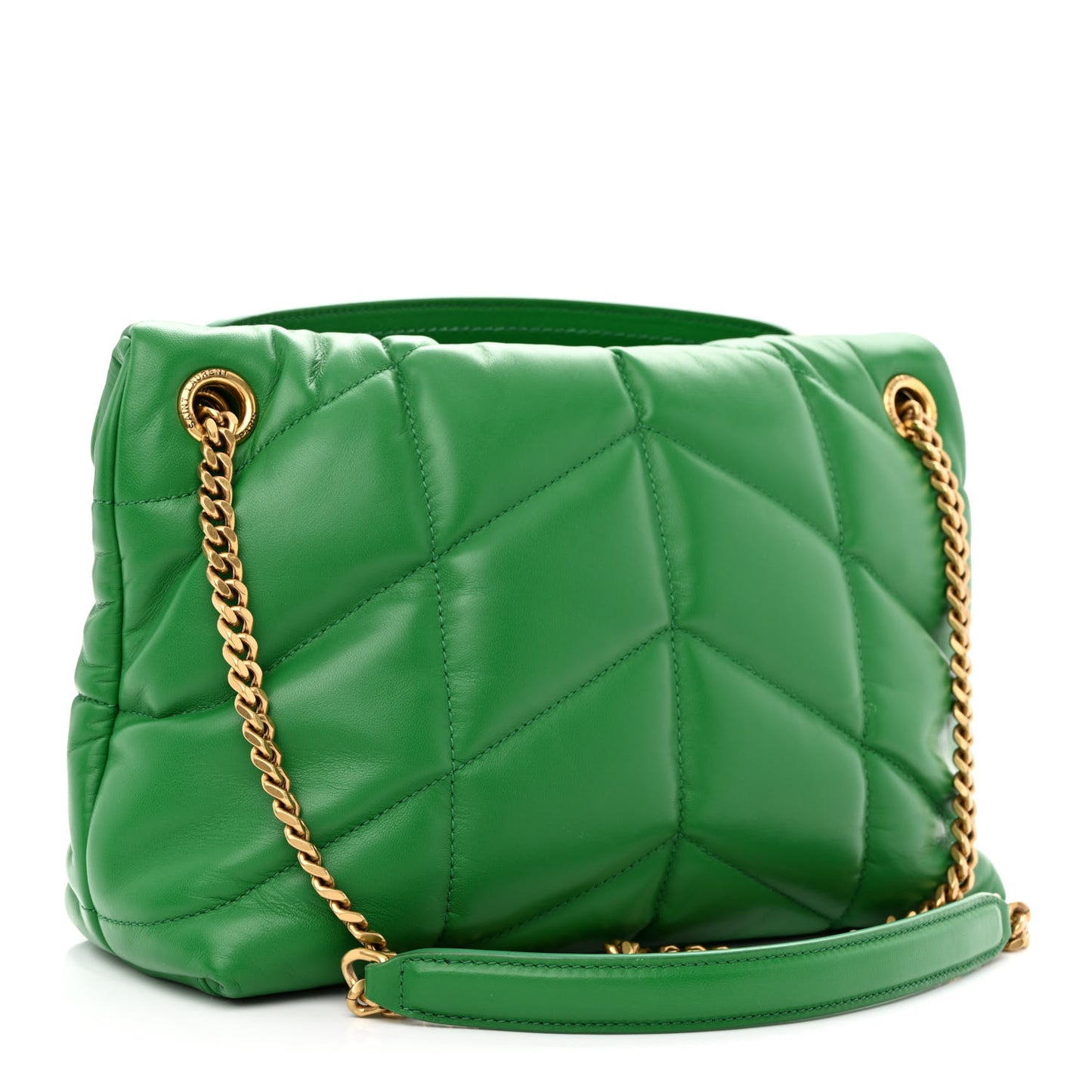 Lambskin Quilted Small Loulou Puffer Monogram Chain Satchel New Vert