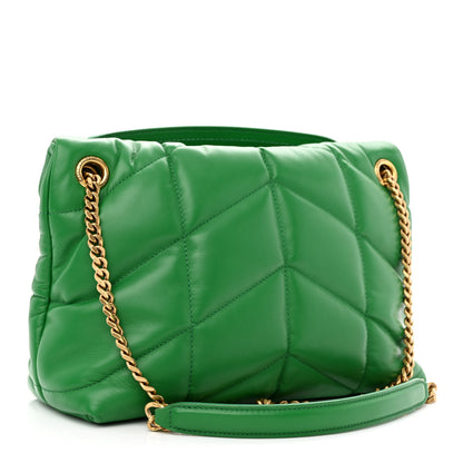 Saint Laurent Lambskin Quilted Small Loulou Puffer Monogram Chain Satchel New Vert 3 of 10