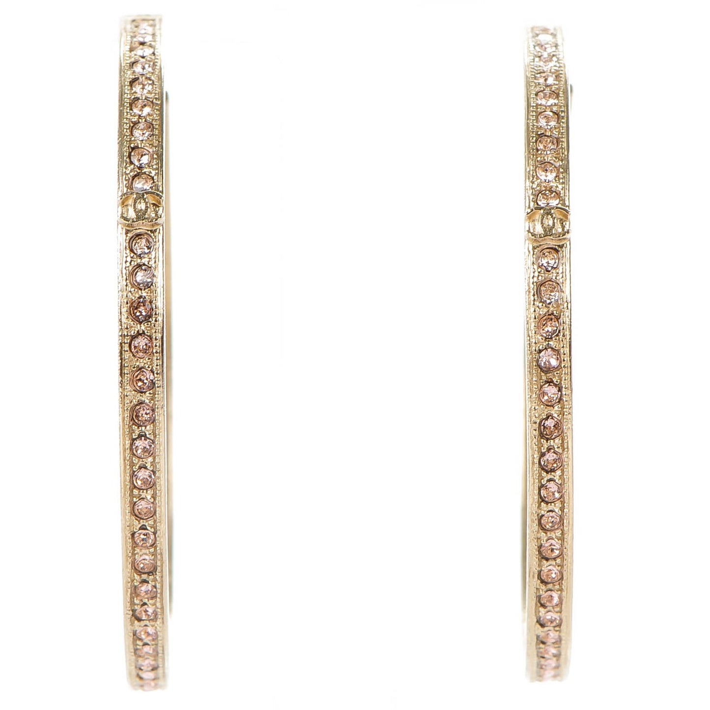 Crystal CC Hoop Earrings Gold Pale Pink
