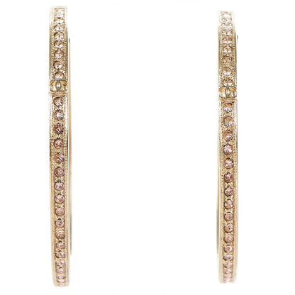 Chanel Crystal CC Hoop Earrings Gold Pale Pink 2 of 6