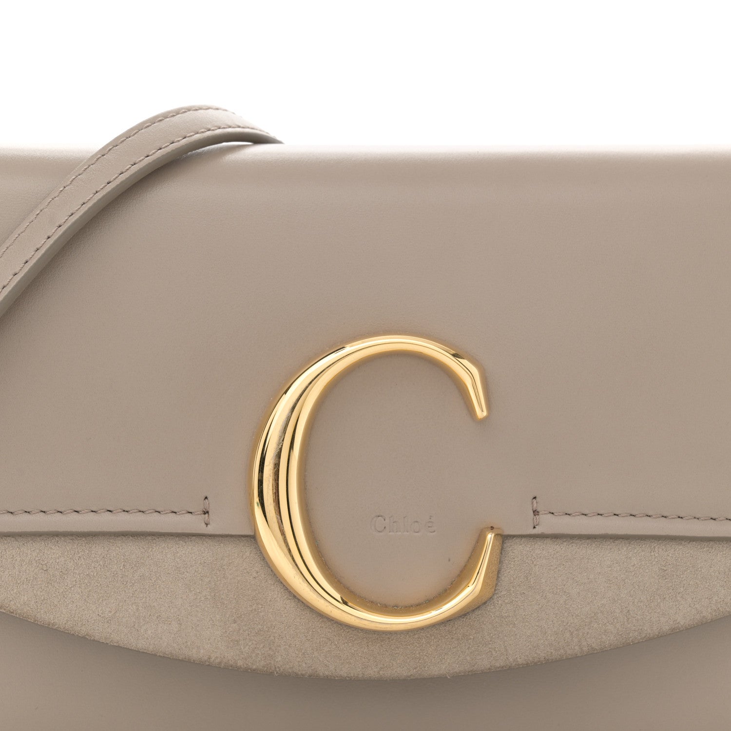 Chloe Calfskin Suede C Clutch With Chain Motty Grey 8 of 13