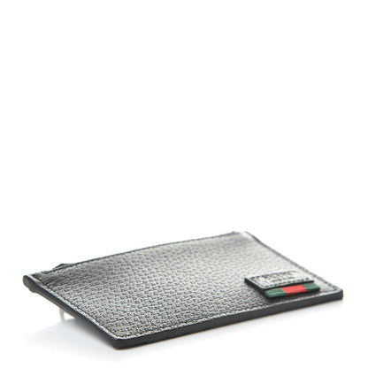 Gucci Dollar Calfskin Boar Effect Web Coin Case Card Holder Black 4 of 7