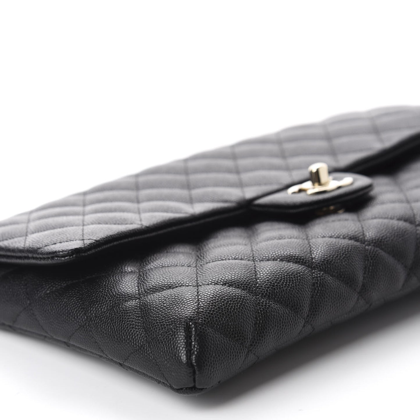 Caviar Quilted Flap Clutch Black