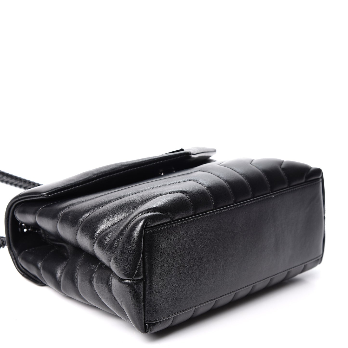 Calfskin Y Quilted Monogram Small Loulou Chain Satchel Black