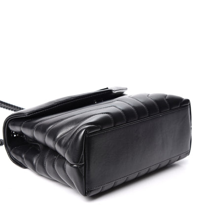 Saint Laurent Calfskin Y Quilted Monogram Small Loulou Chain Satchel Black 3 of 10