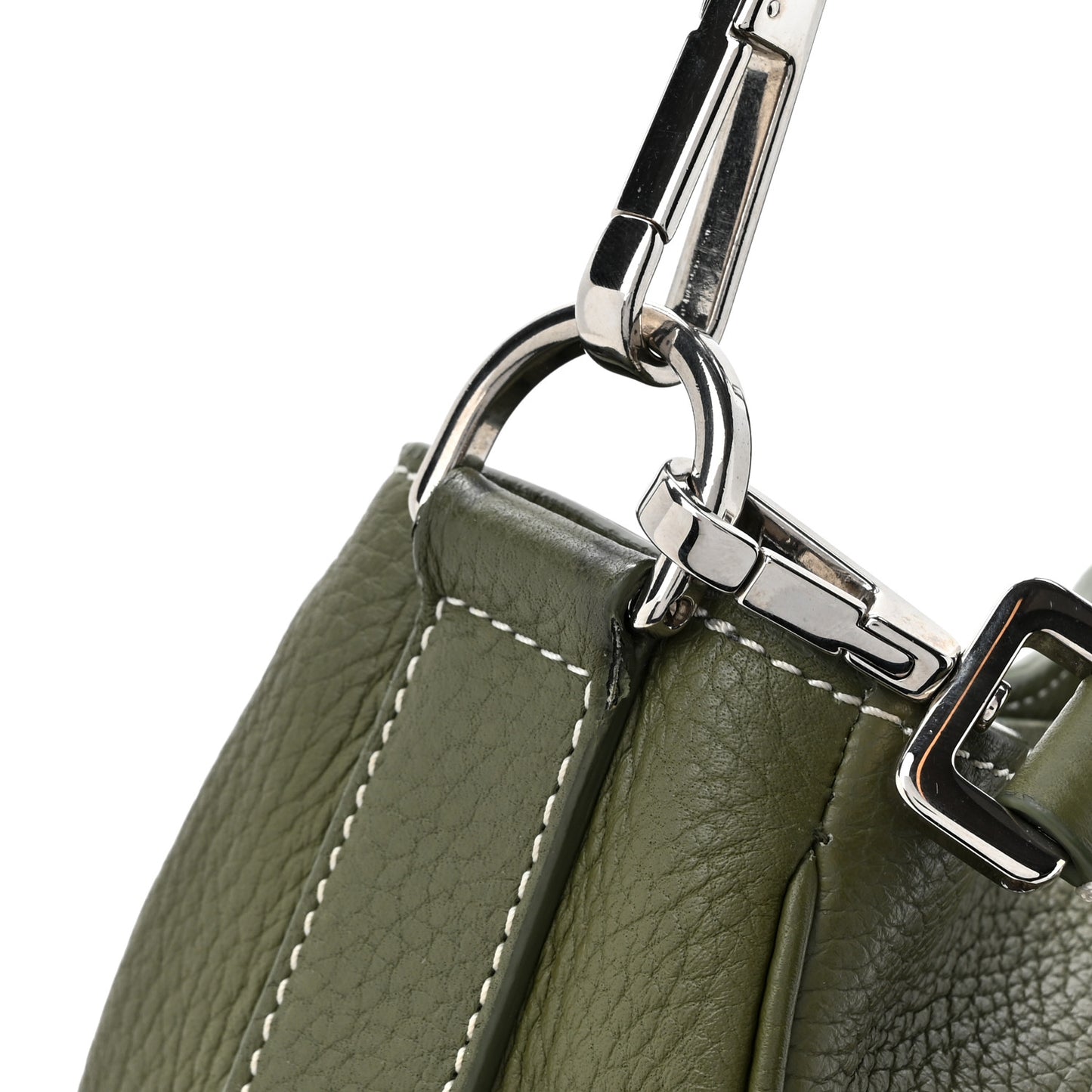 Grained Calfskin Mini Soft Saddle Bag Olive