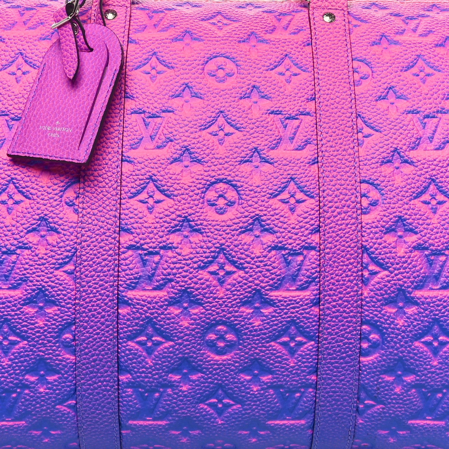 Louis Vuitton Taurillon Illusion Keepall Bandouliere 50 Bleu Rose 7 of 10
