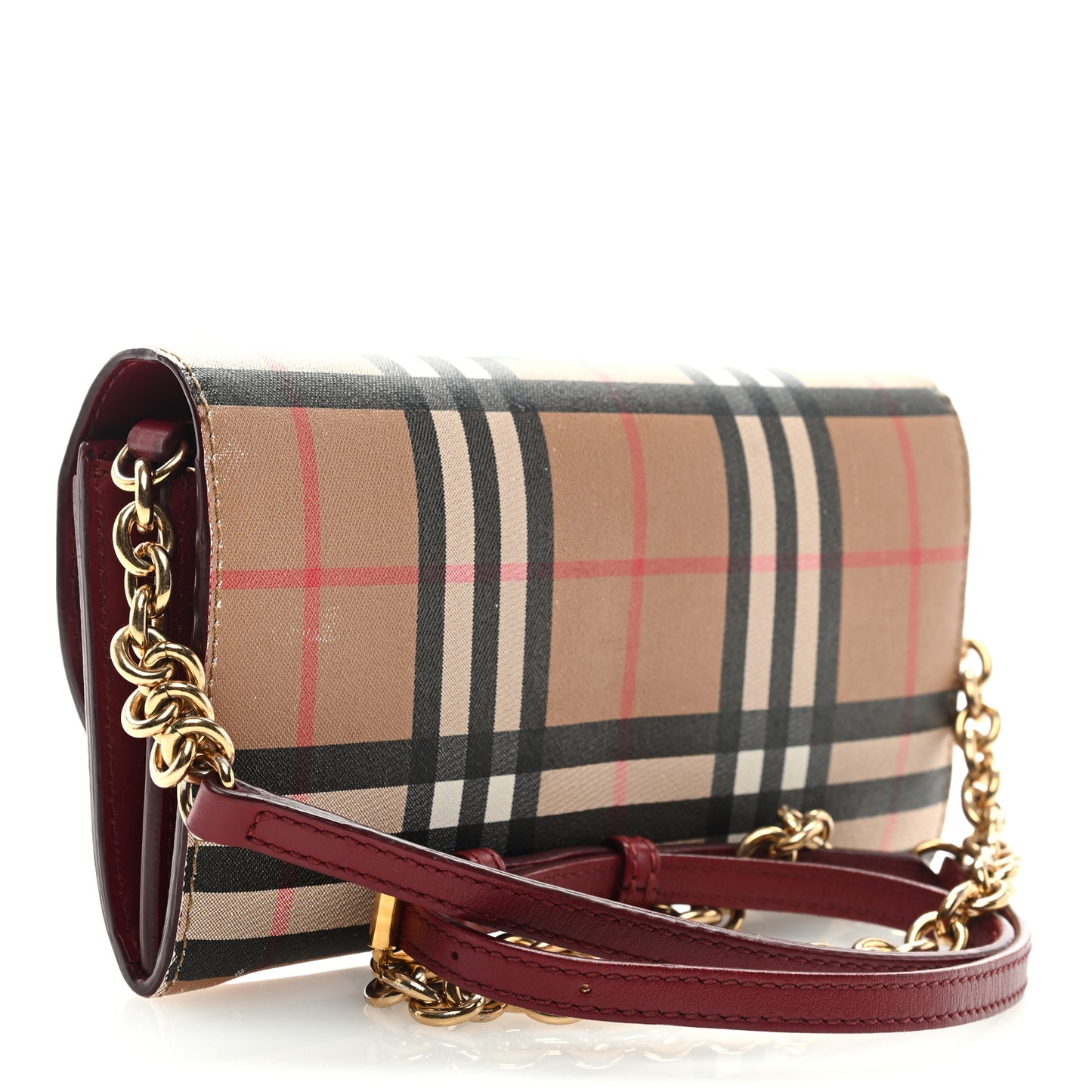 Vintage Check Henley Wallet On Chain Crimson