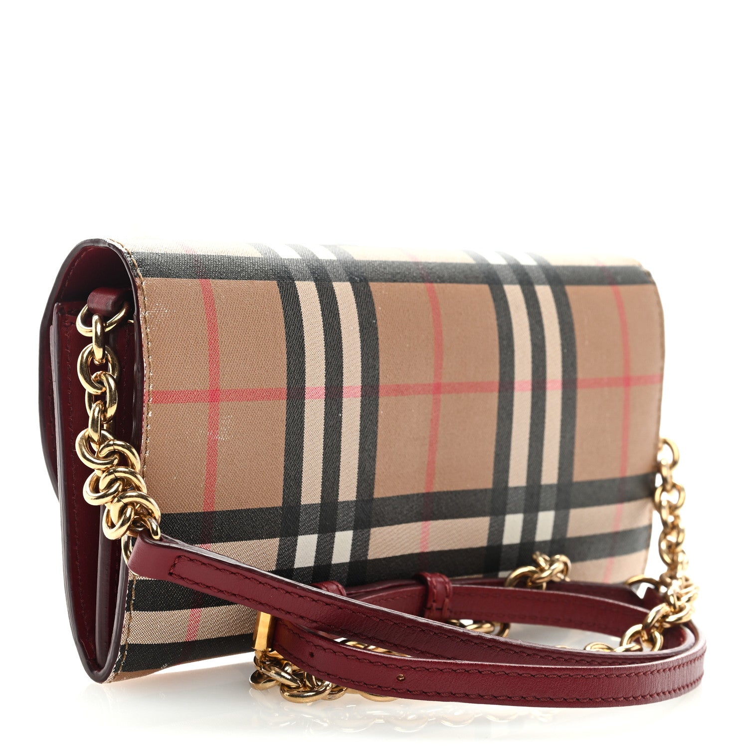 Burberry Vintage Check Henley Wallet On Chain Crimson 3 of 9