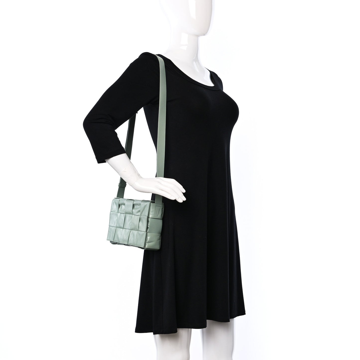 Paper Calfskin Maxi Intreccio Cassette Crossbody Bag Sage