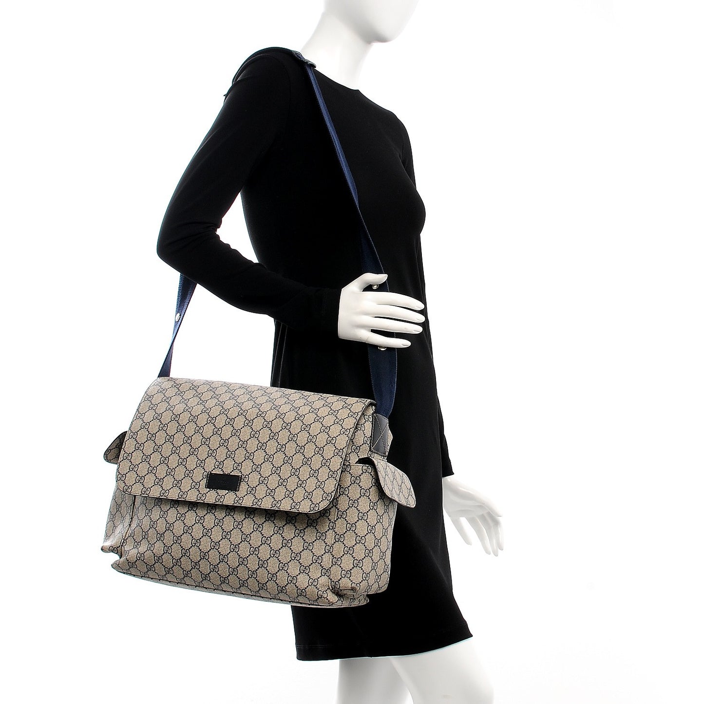 GG Plus Monogram Messenger Diaper Bag Navy