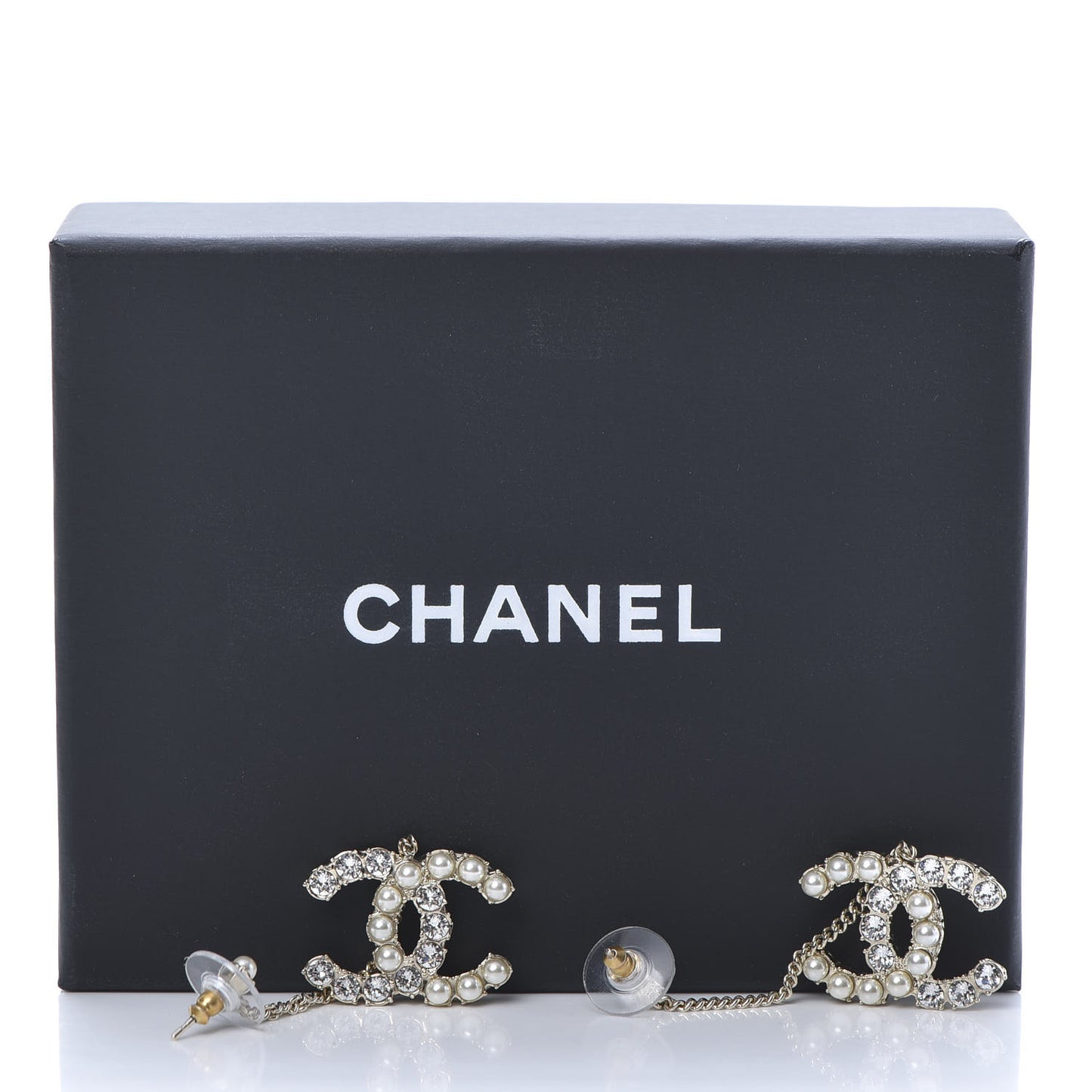 Crystal Pearl Dazzling Domino Drop Earrings Matte Gold