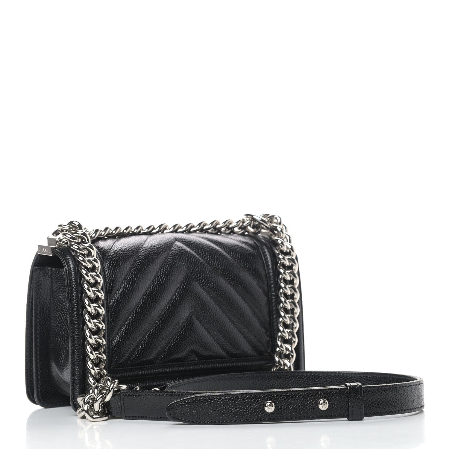 Chanel Caviar Chevron Quilted Small Boy Flap Black 2 of 11