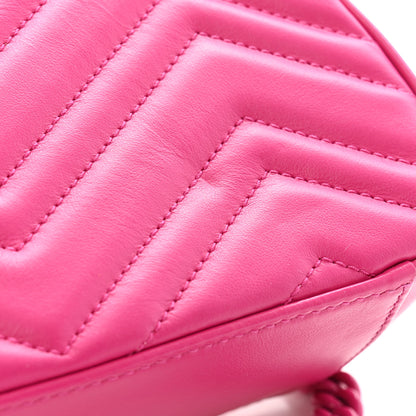 Gucci Calfskin Matelasse Monochrome Mini GG Marmont Top Handle Shoulder Bag Classic Fuxia 13 of 13